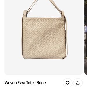 Elegant leather Woven Tote/ backpack - Bone